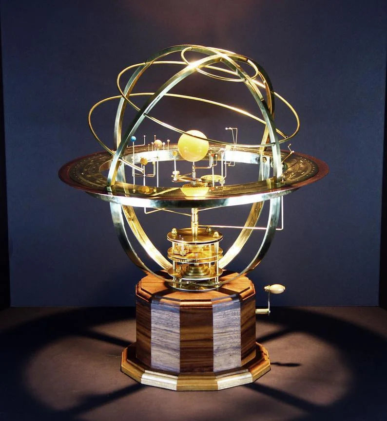 Orrery Model Battery-Powered Exposed Brass Gears