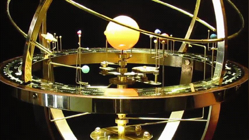 Orrery Model Battery-Powered Exposed Brass Gears