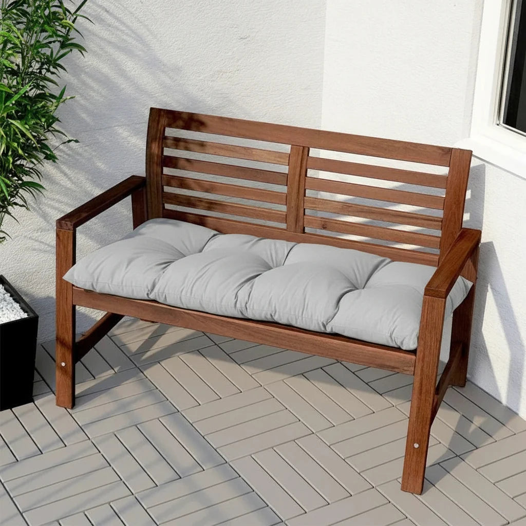 Outdoor Bench Cushion Quilted Weather-Resistant Breathable Polyester-Cotton Blend