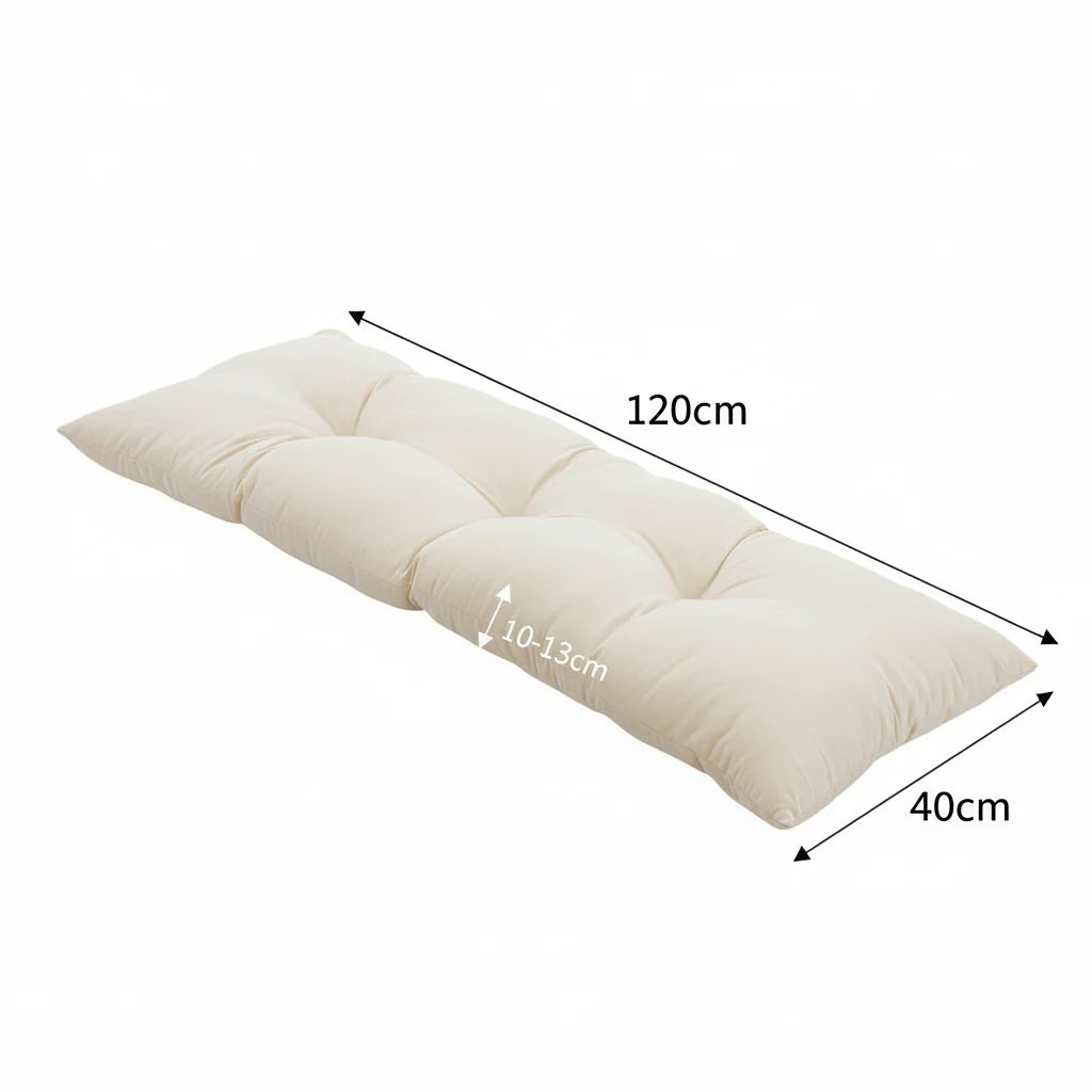 Outdoor Bench Cushion Quilted Weather-Resistant Breathable Polyester-Cotton Blend