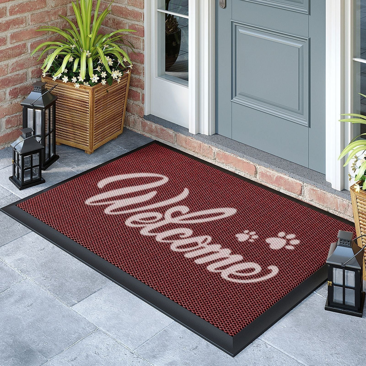 Outdoor Doormat Water-Resistant PVC Mesh Non-Slip Rubber Backing