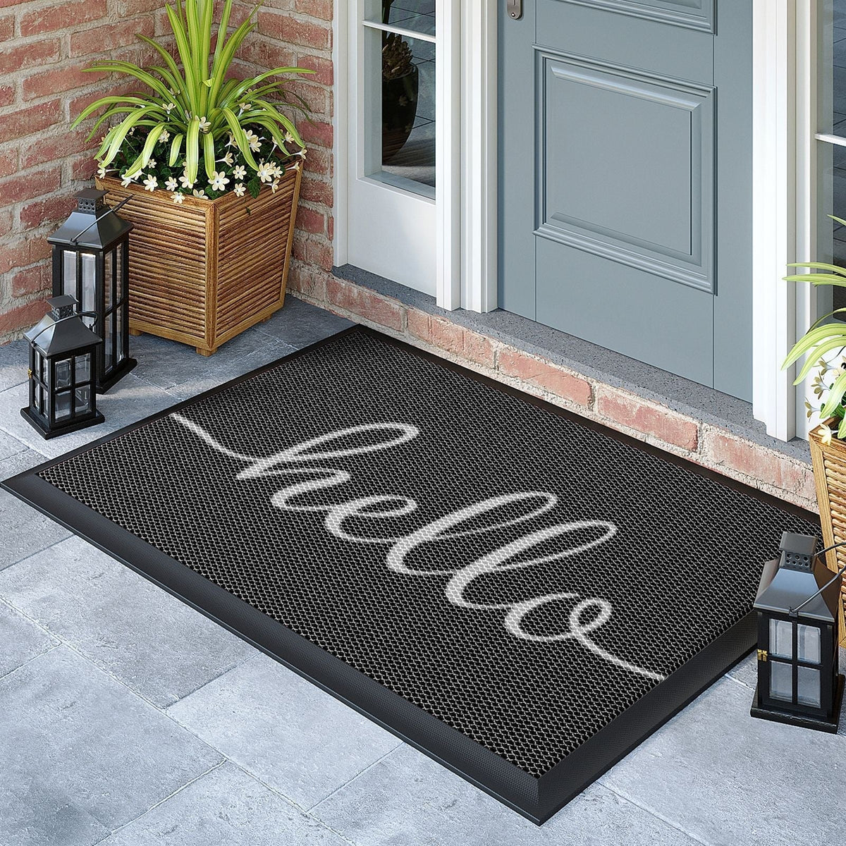 Outdoor Doormat Water-Resistant PVC Mesh Non-Slip Rubber Backing