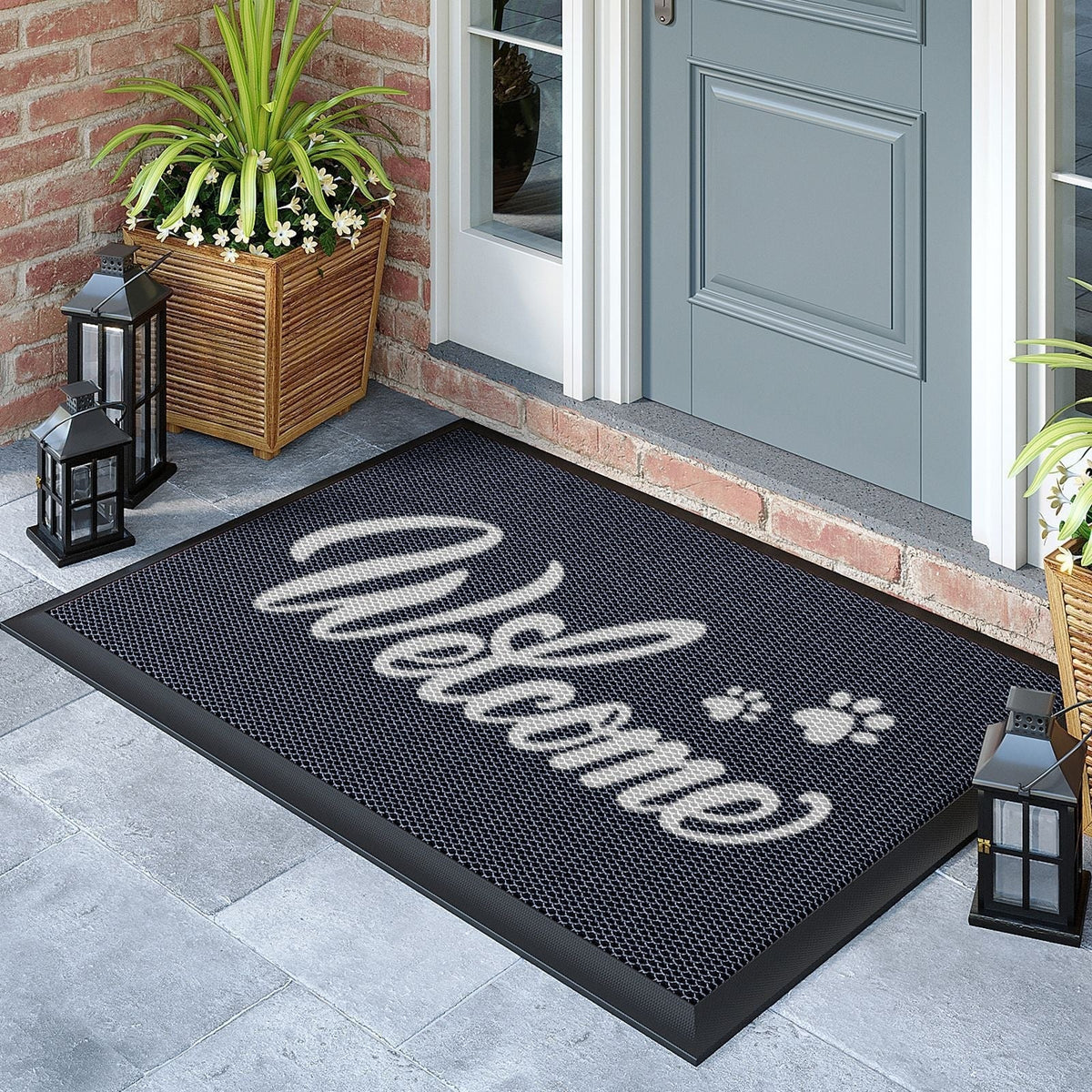 Outdoor Doormat Water-Resistant PVC Mesh Non-Slip Rubber Backing