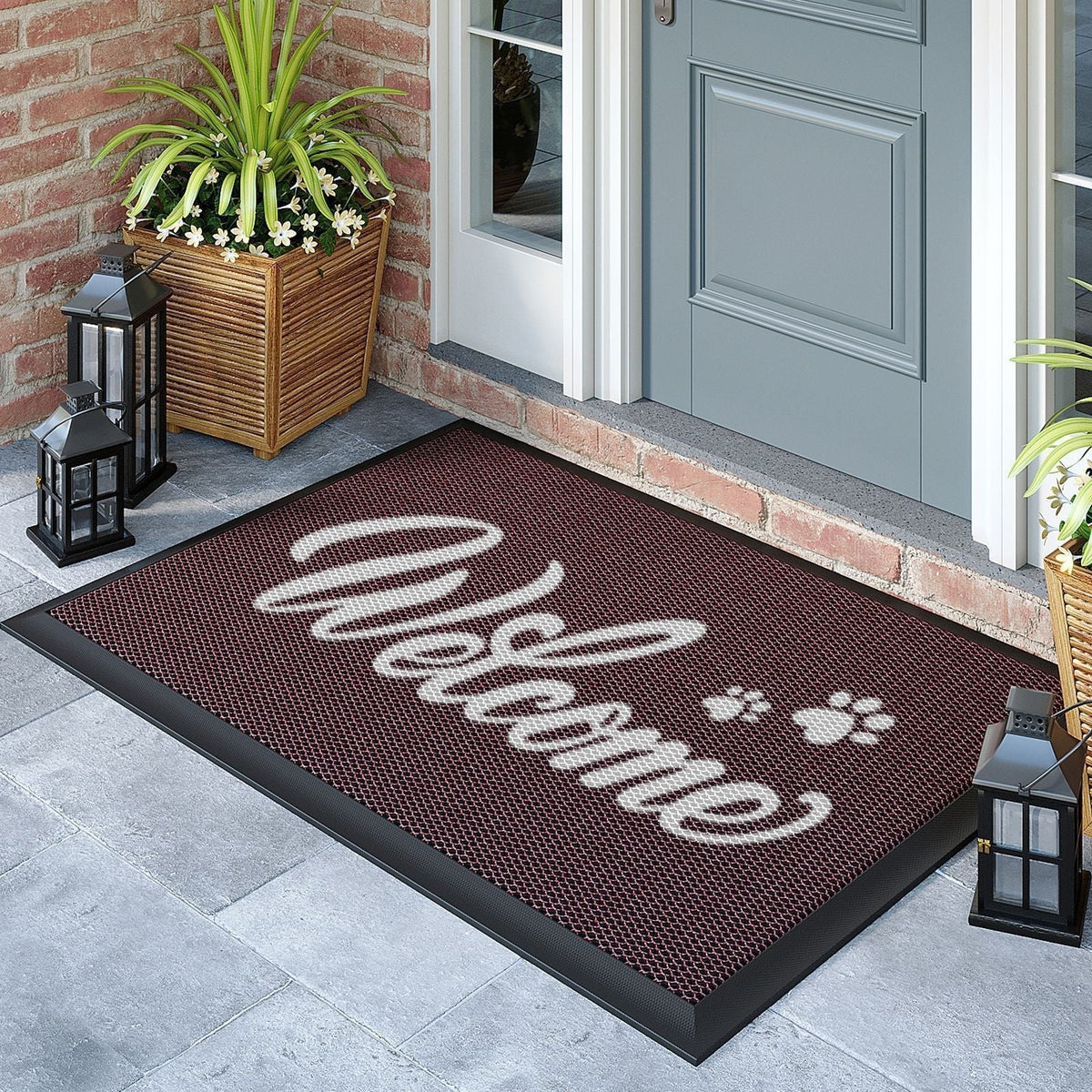 Outdoor Doormat Water-Resistant PVC Mesh Non-Slip Rubber Backing