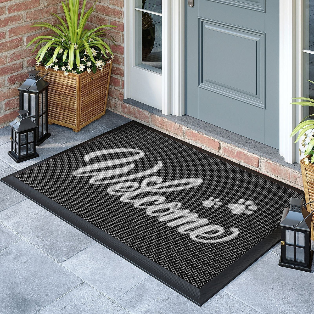 Outdoor Doormat Water-Resistant PVC Mesh Non-Slip Rubber Backing