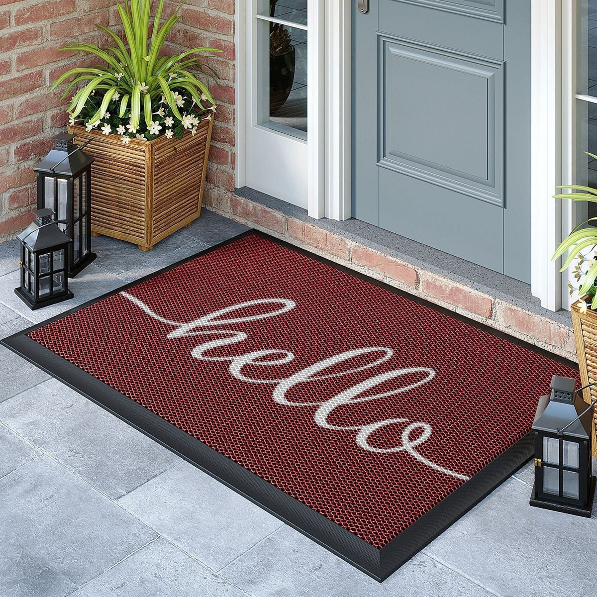 Outdoor Doormat Water-Resistant PVC Mesh Non-Slip Rubber Backing