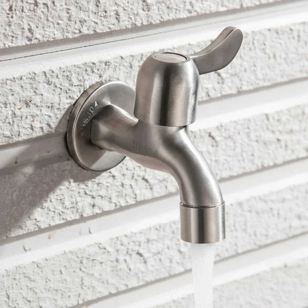 Outdoor Faucet Wall-Mounted 304 Stainless Steel Rust-Resistant