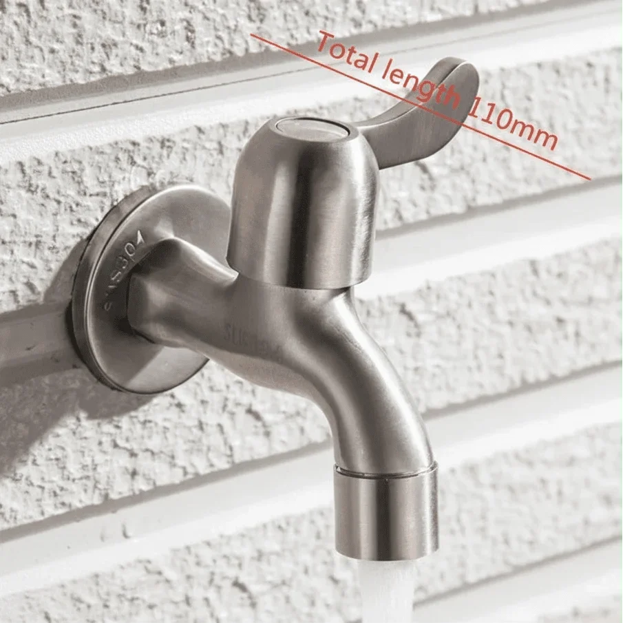 Outdoor Faucet Wall-Mounted 304 Stainless Steel Rust-Resistant