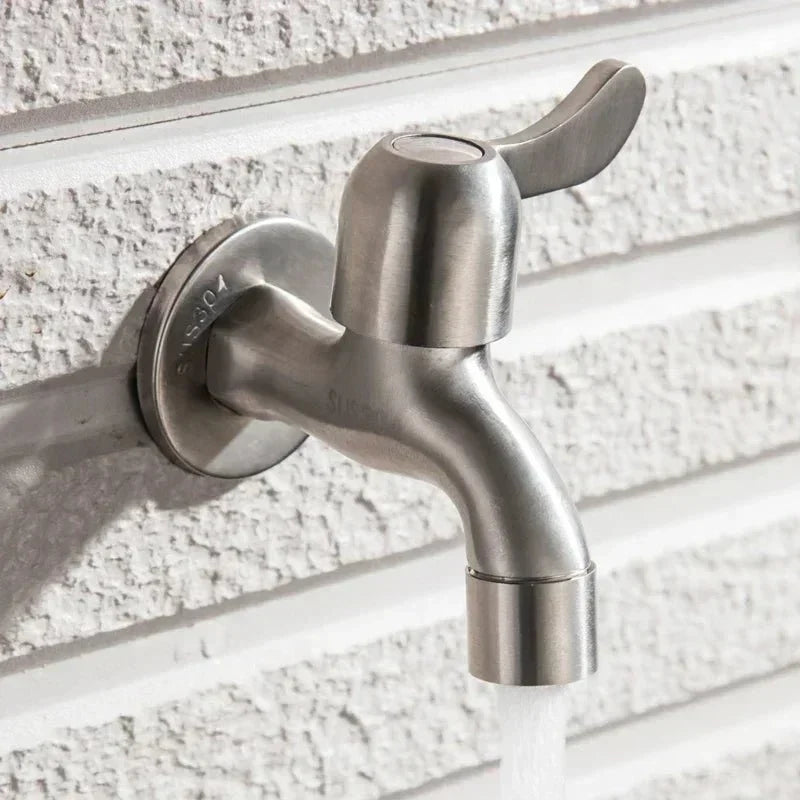 Outdoor Faucet Wall-Mounted 304 Stainless Steel Rust-Resistant