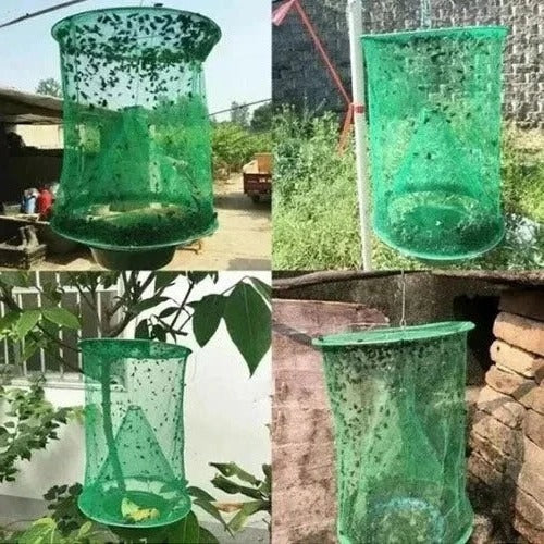 Outdoor Fly Trap Hanging Bait-Based Reusable Collection Chamber
