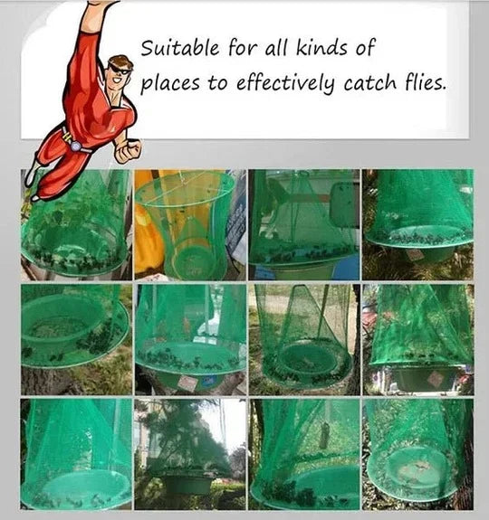 Outdoor Fly Trap Hanging Bait-Based Reusable Collection Chamber