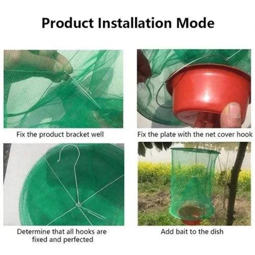 Outdoor Fly Trap Hanging Bait-Based Reusable Collection Chamber