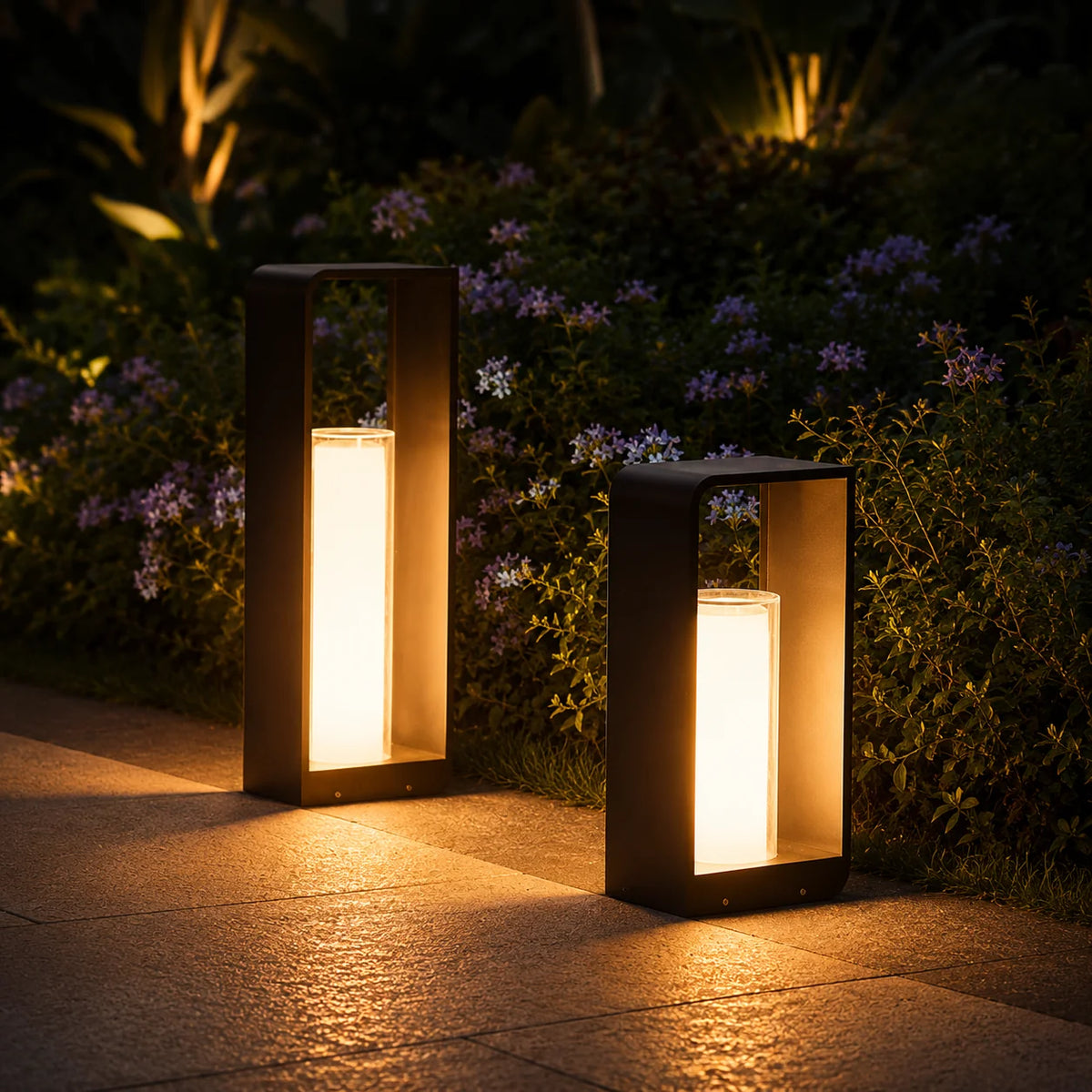 Outdoor Path Light Stainless Steel Frosted Acrylic Solar & Hardwired