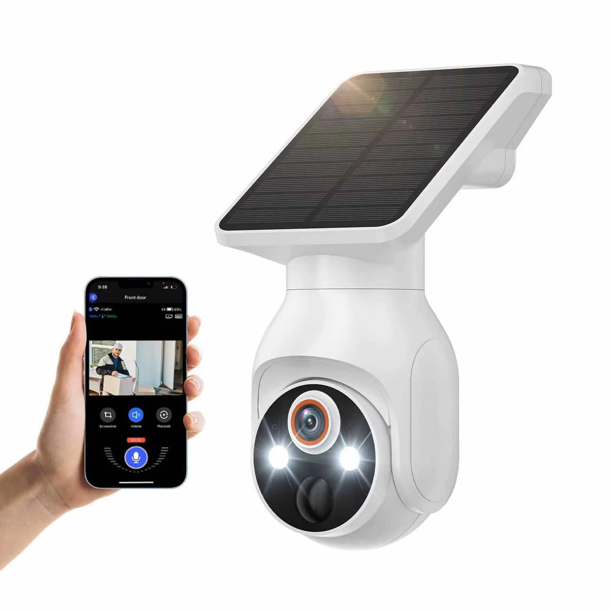 Outdoor Security Camera Solar Rechargeable AI Human Detection