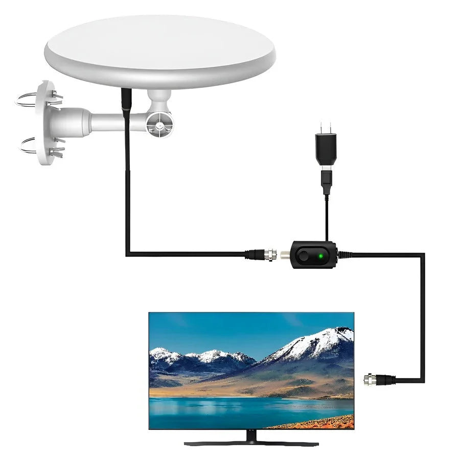 Outdoor TV Antenna Omnidirectional Signal Amplifier 40-Foot Cable