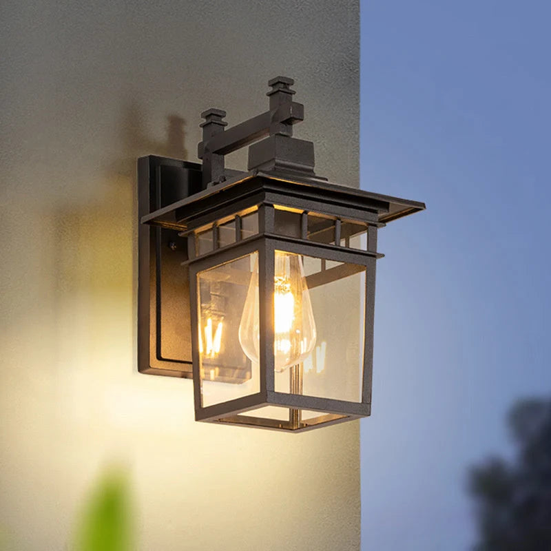 Outdoor Wall Lantern IP65 Clear Glass Panels