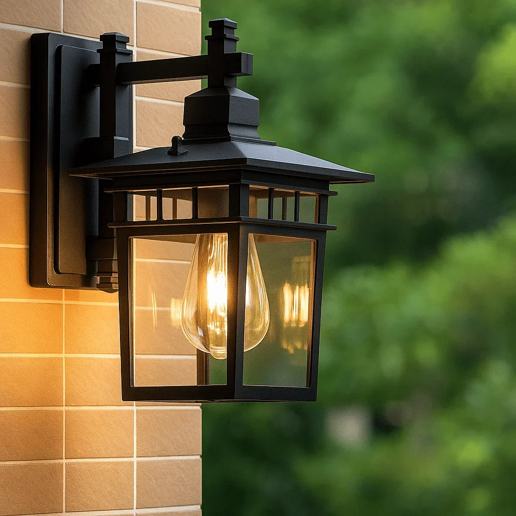 Outdoor Wall Light Adjustable Head IP44 Aluminum & Glass