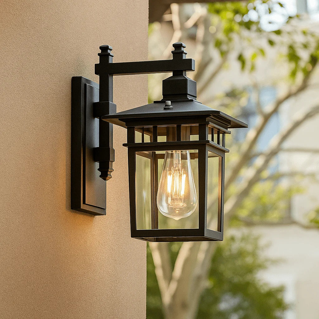 Outdoor Wall Light Adjustable Head IP44 Aluminum & Glass