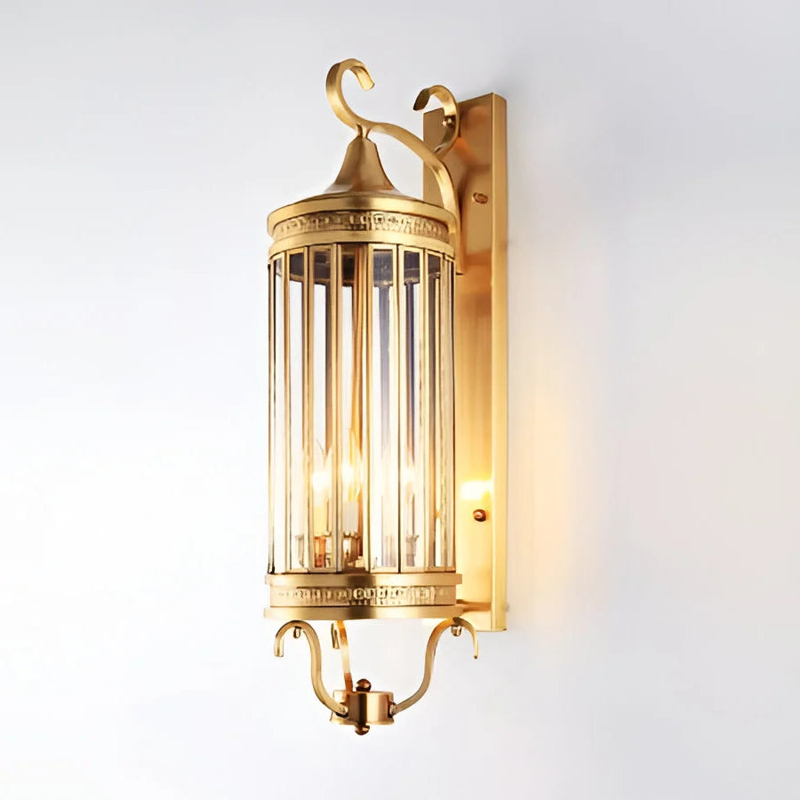 Outdoor Wall Sconce Copper IP65 Glass Panel