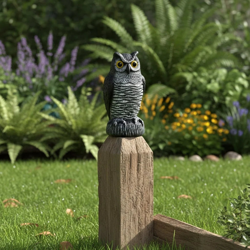 Owl Statue Weather-Resistant Bird Deterrent