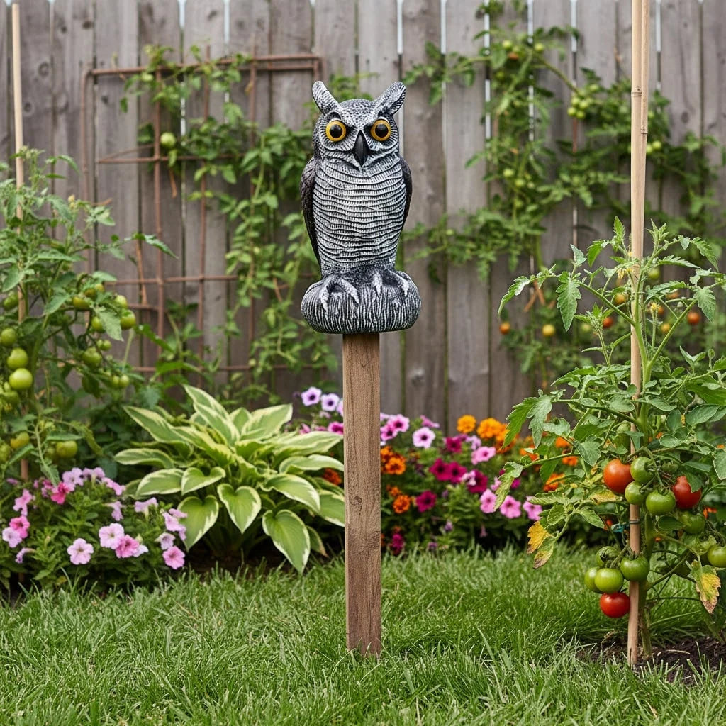 Owl Statue Weather-Resistant Bird Deterrent