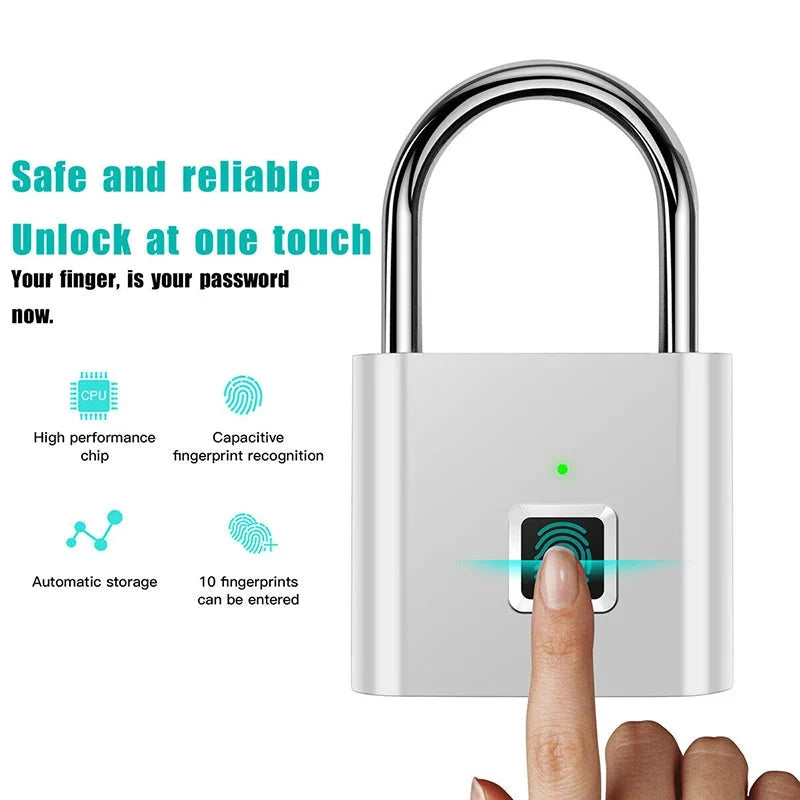 Padlock Fingerprint-Activated App-Controlled Long Battery Life
