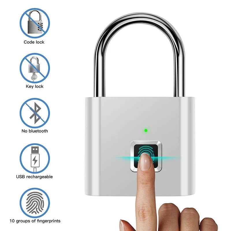 Padlock Fingerprint-Activated App-Controlled Long Battery Life