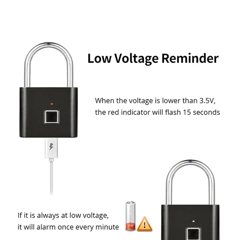 Padlock Fingerprint-Activated App-Controlled Long Battery Life