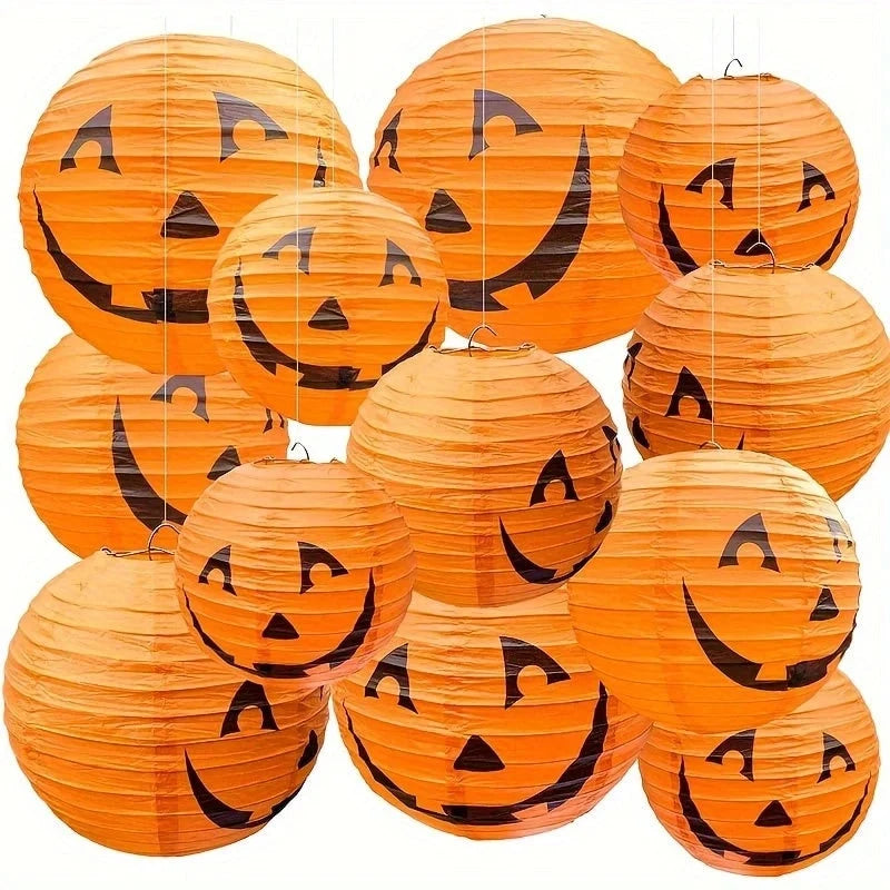 Paper Lanterns Jack-O'-Lantern Faces Set of 12