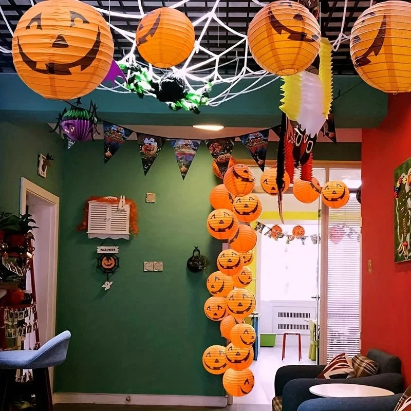 Paper Lanterns Jack-O'-Lantern Faces Set of 12