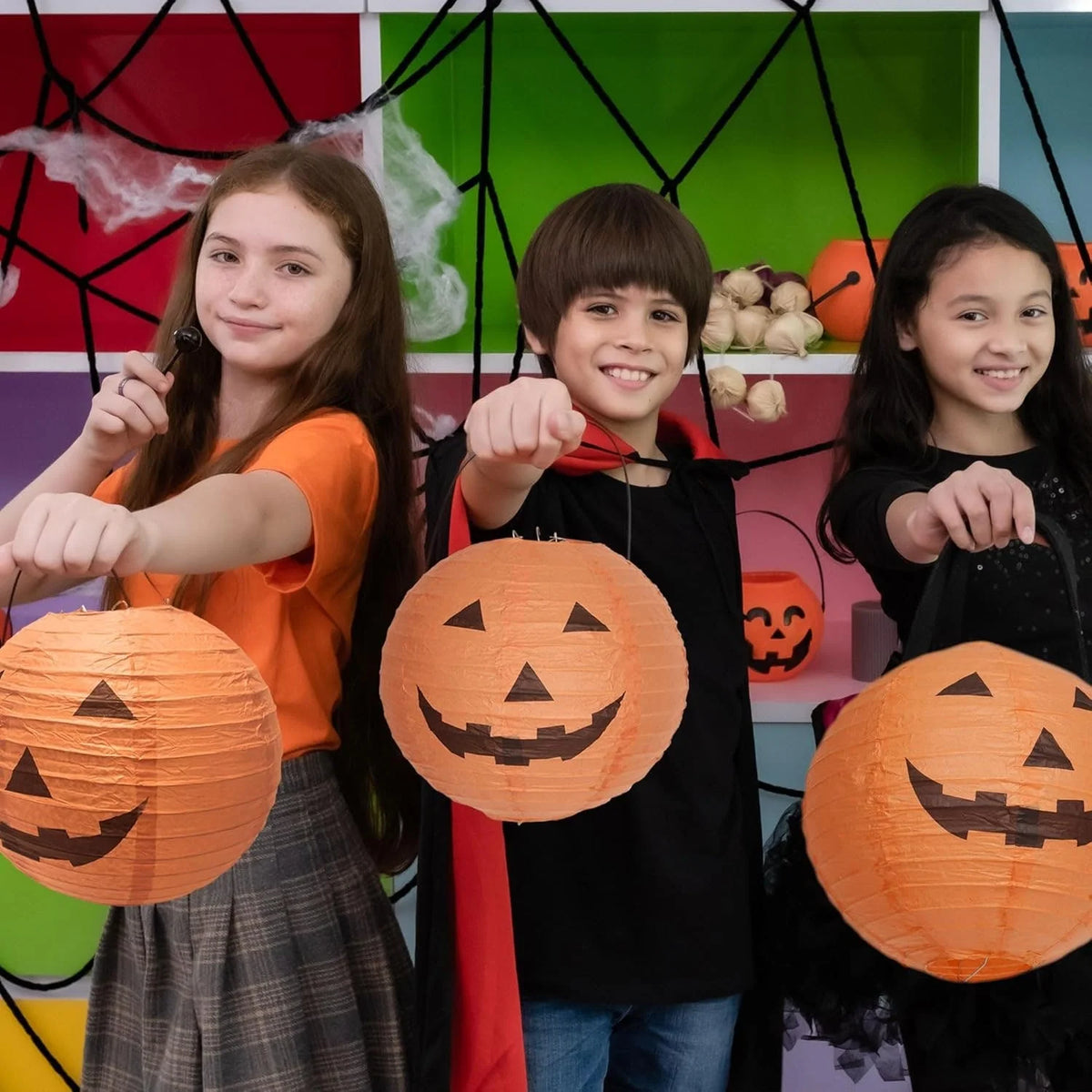 Paper Lanterns Jack-O'-Lantern Faces Set of 12