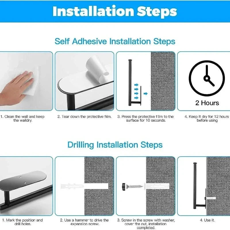 Paper Towel Holder Stainless Steel Adhesive or Screw Mount