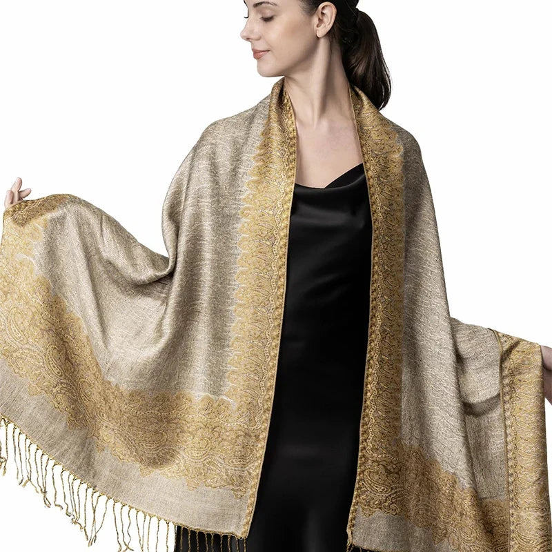 Pashmina Wrap Lightweight Cotton-Polyester Blend Cashmere-Like Feel