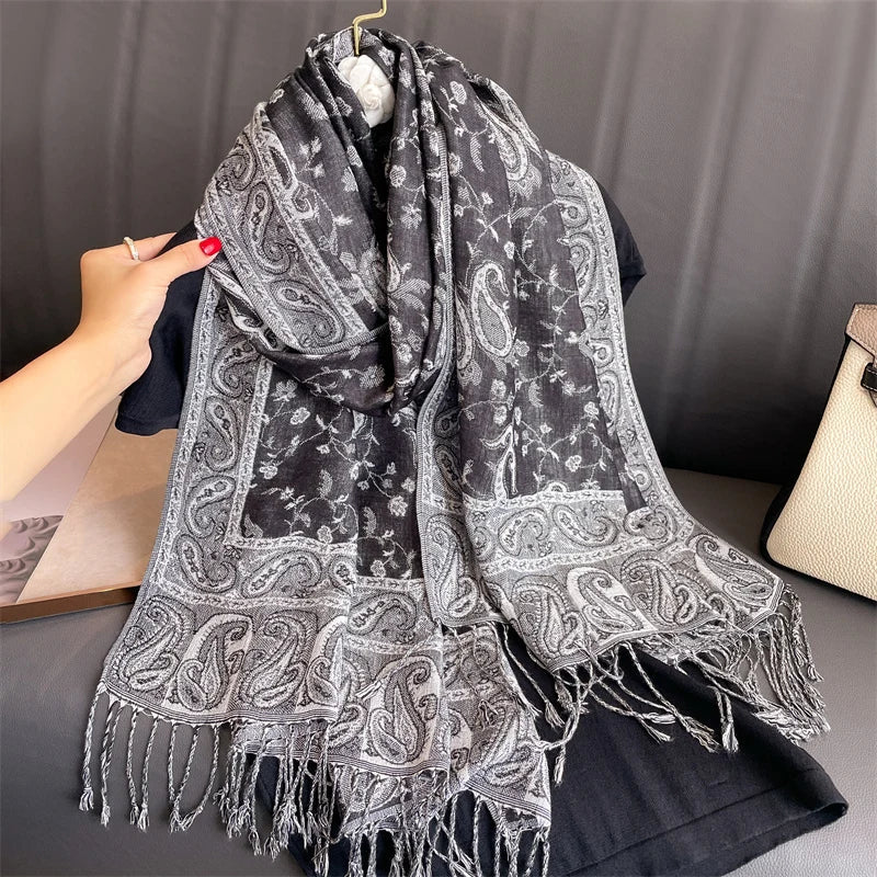 Pashmina Wrap Lightweight Cotton-Polyester Blend Cashmere-Like Feel
