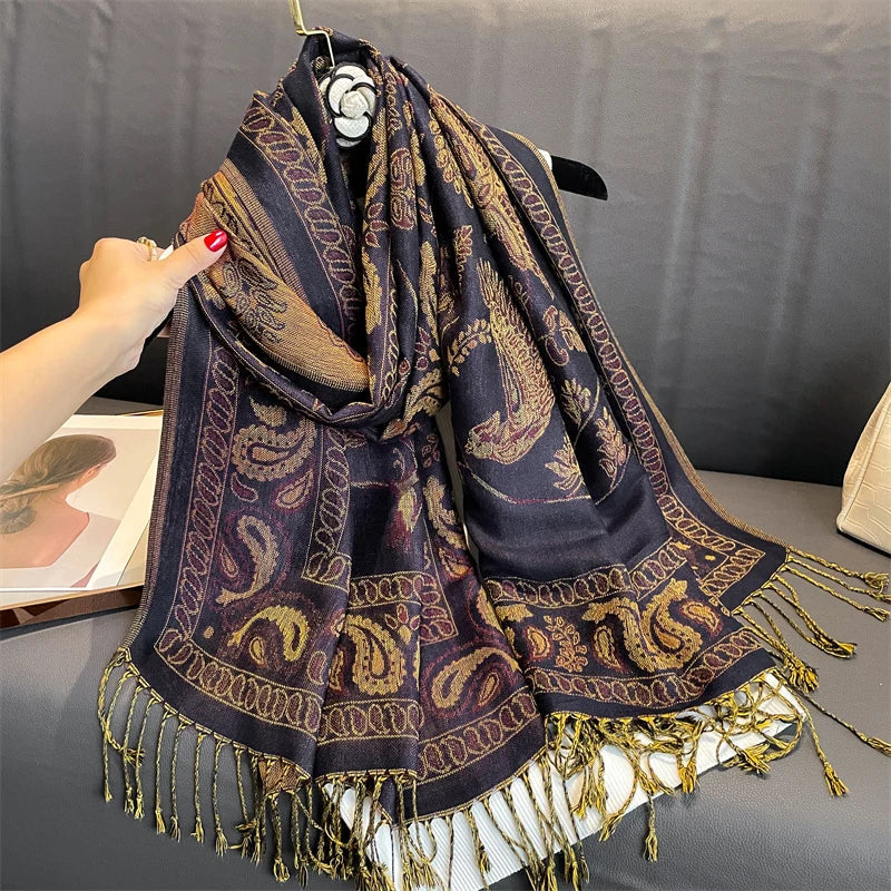 Pashmina Wrap Lightweight Cotton-Polyester Blend Cashmere-Like Feel