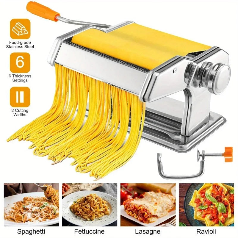 Pasta Maker 7 Thickness Levels Stainless Steel Dual Cutters