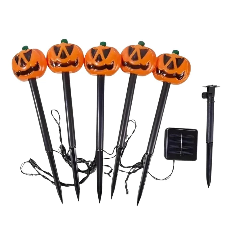Pathway Lights Solar-Powered Pumpkin Set of 5