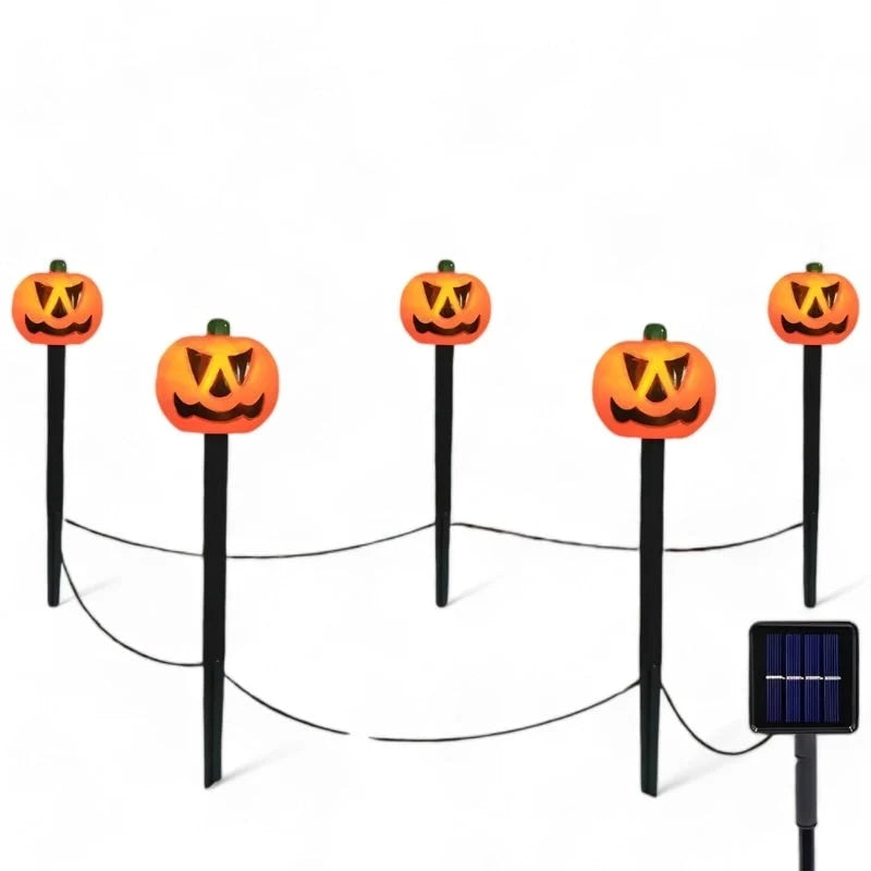 Pathway Lights Solar-Powered Pumpkin Set of 5