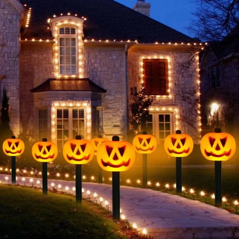 Pathway Lights Solar-Powered Pumpkin Set of 5