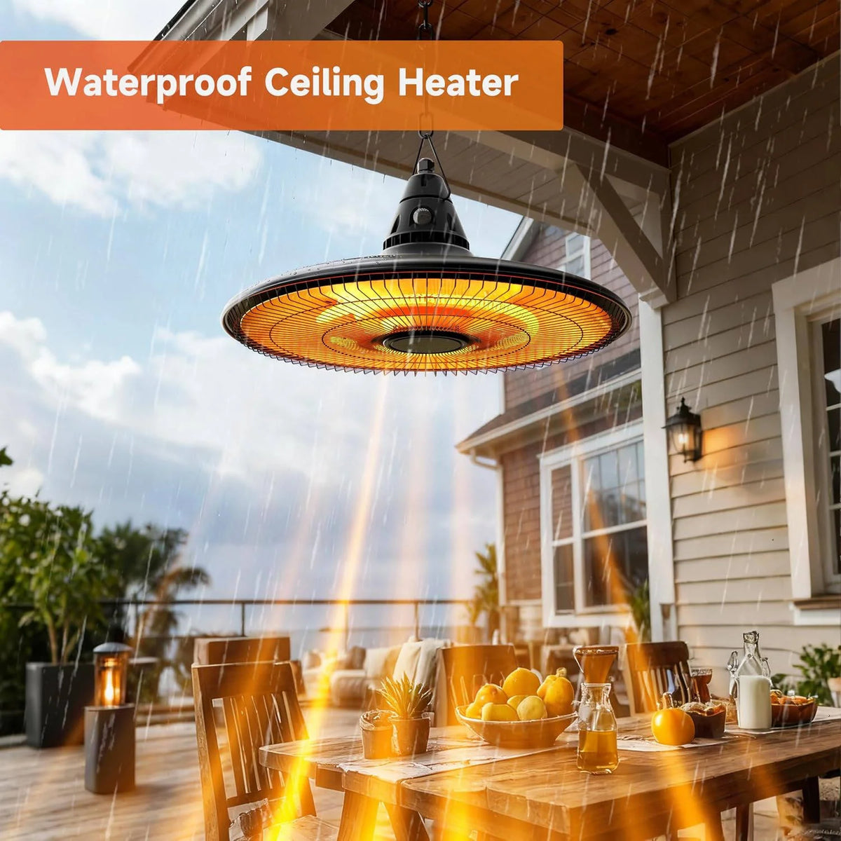 Patio Heater Hanging Infrared Remote Control Weather-Resistant