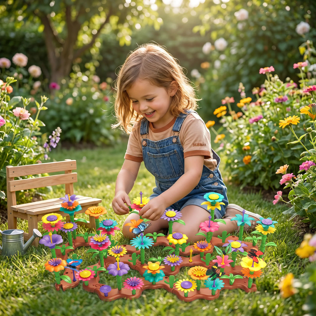 Pegging Game Flower Garden Set Assorted Shapes & Colors