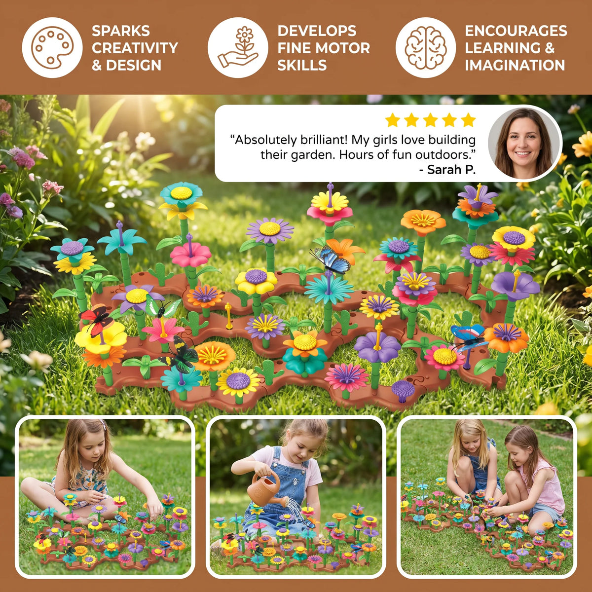 Pegging Game Flower Garden Set Assorted Shapes & Colors