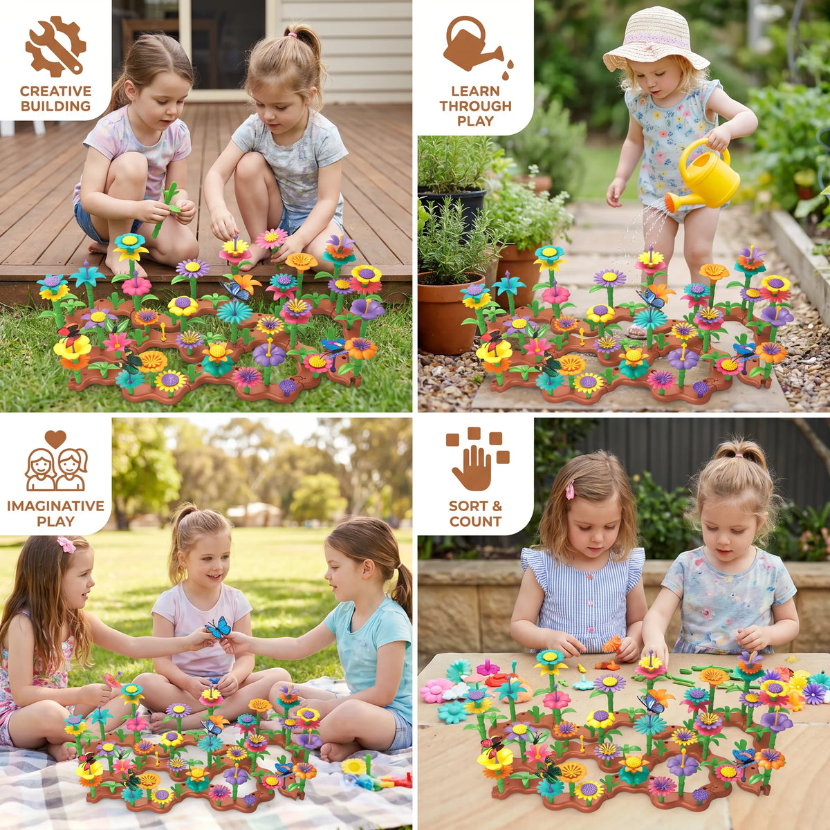 Pegging Game Flower Garden Set Assorted Shapes & Colors
