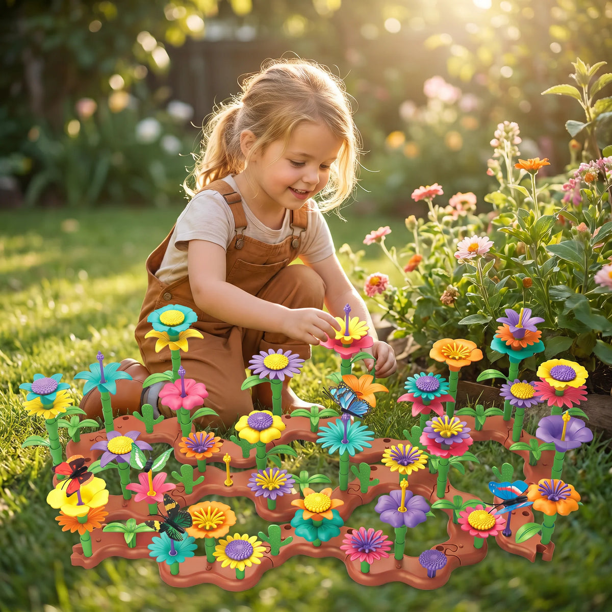 Pegging Game Flower Garden Set Assorted Shapes & Colors