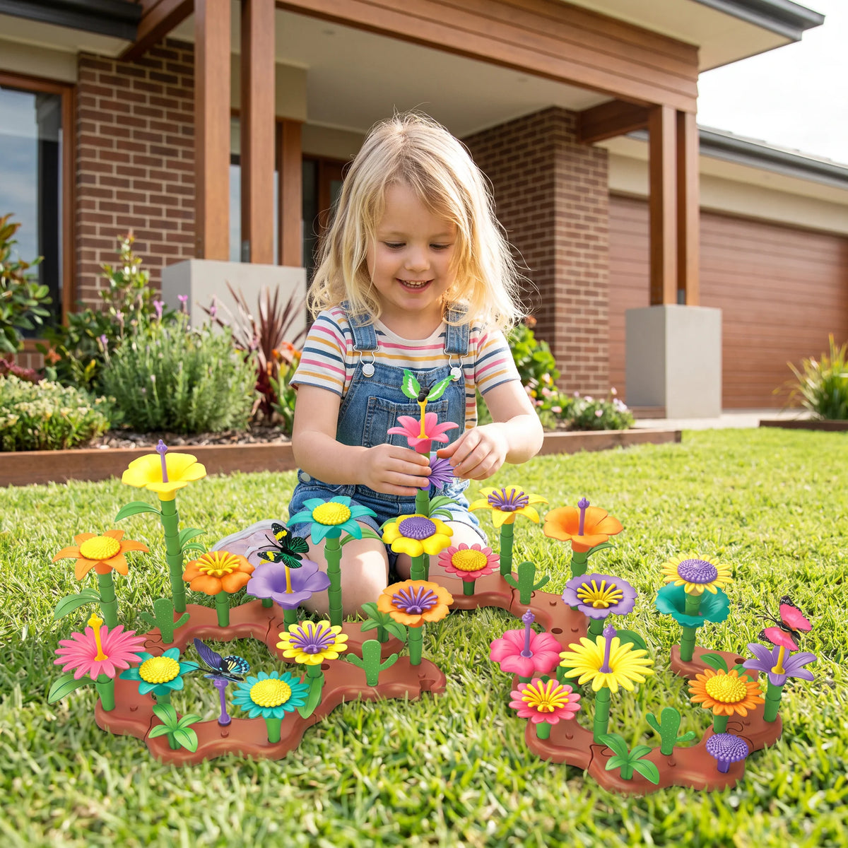 Pegging Game Flower Garden Set Assorted Shapes & Colors