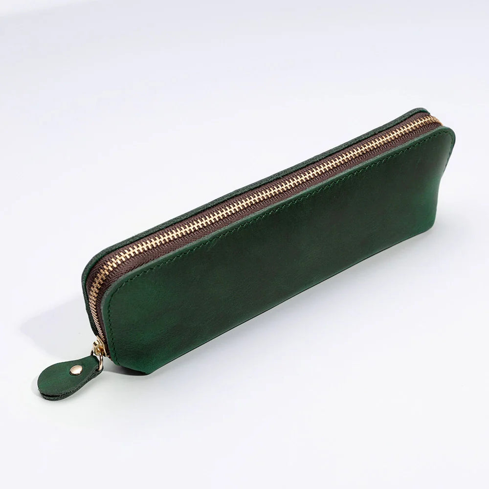 Pencil Case Leather Zipper Closure Spacious Interior