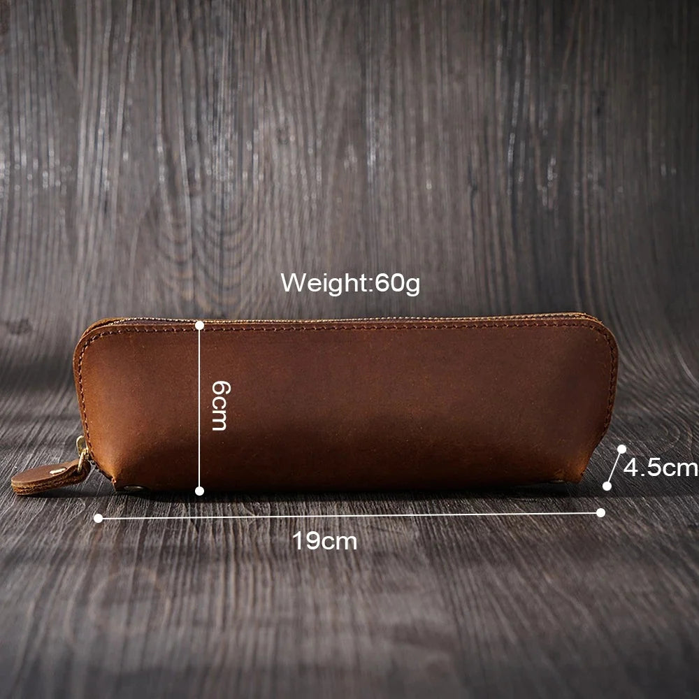 Pencil Case Leather Zipper Closure Spacious Interior