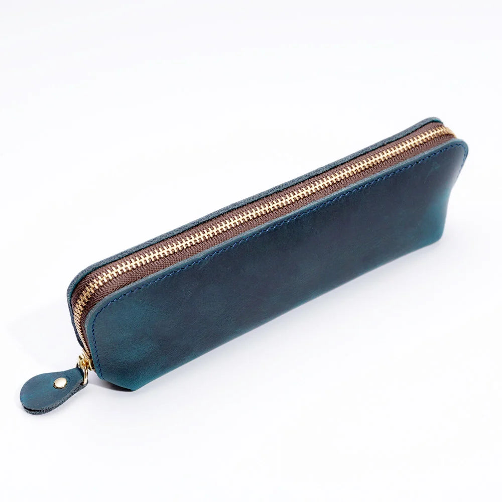 Pencil Case Leather Zipper Closure Spacious Interior