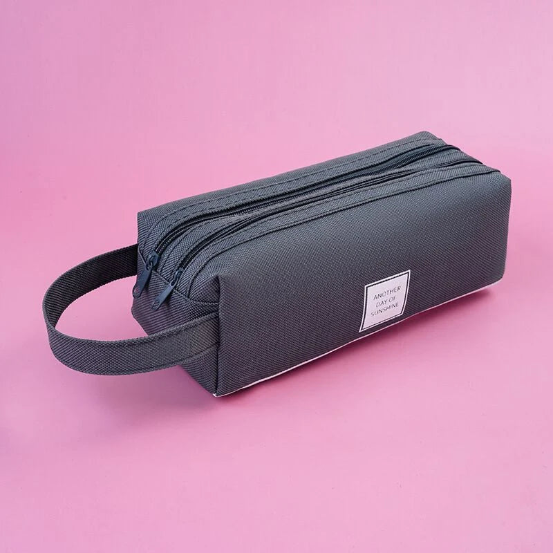 Pencil Case Multiple Compartments Durable Fabric Carry Handle