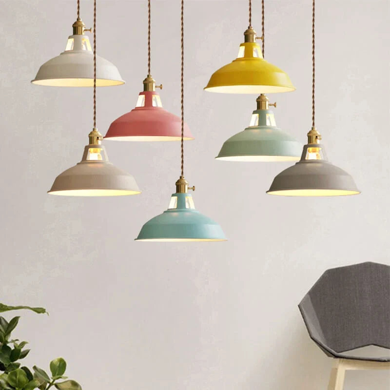 Pendant Light Barn Shade Painted Iron Adjustable Chain